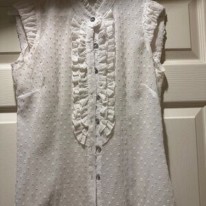 Daniya Vintage-Style White Ruffle Blouse | Size Large (EU 44)